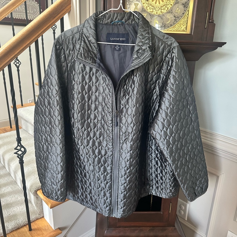 Lands' End Men's Gray Quilted Jacket